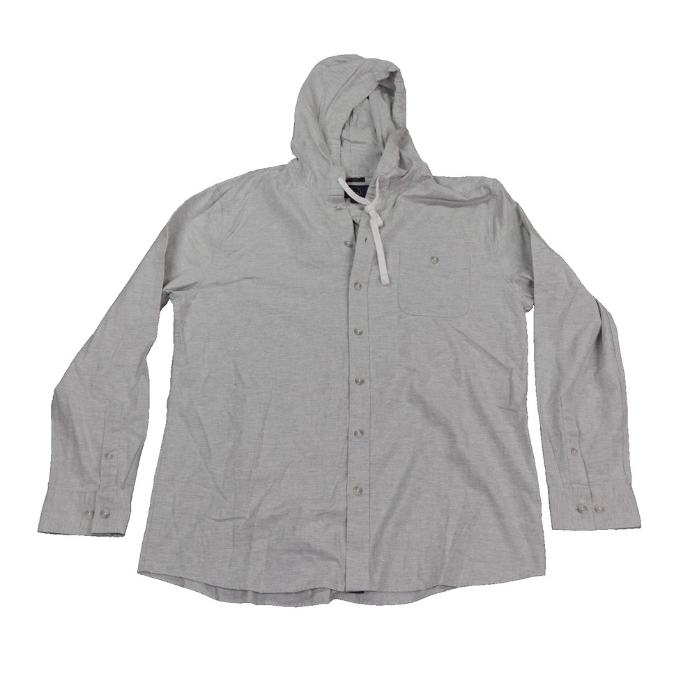 Even Tide‎ Hoodie Shirt Mens XL Gray Cotton Blend Long Sleeve Casual Button Up